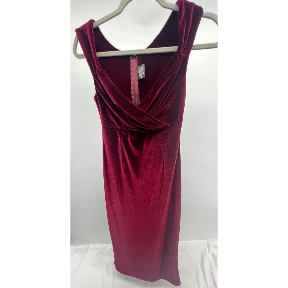Steady Clothing Burgundy‎ Velvet Ruched Faux Wrap Cocktail Dress Made in USA